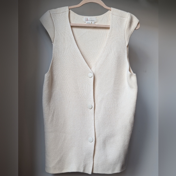 by Anthropologie Women’s Size XXS | Oversized Ivory V-Neck Button Front Vest - Picture 6 of 6
